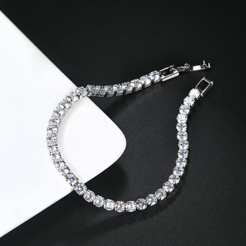 Iced Out 4mm Cubic Zirconia Crystal Tennis Bracelet