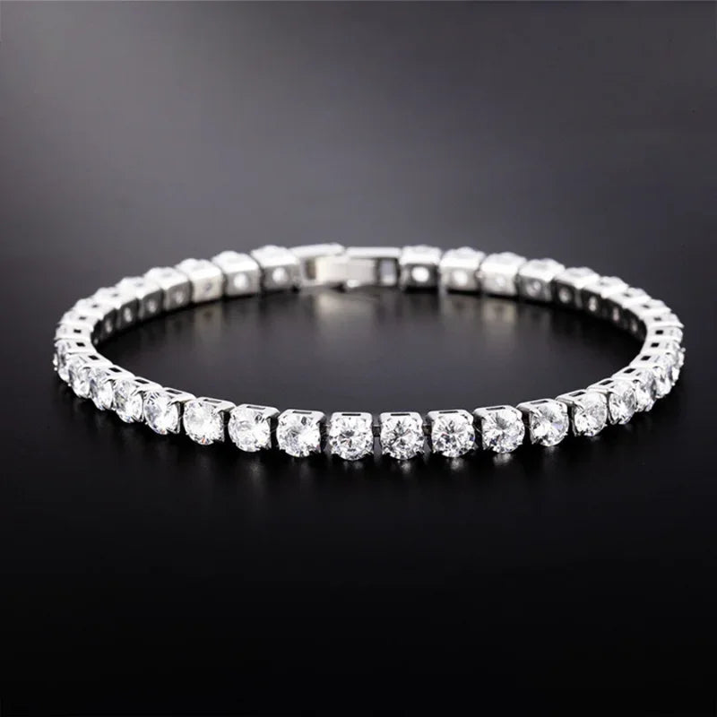 Iced Out 4mm Cubic Zirconia Crystal Tennis Bracelet