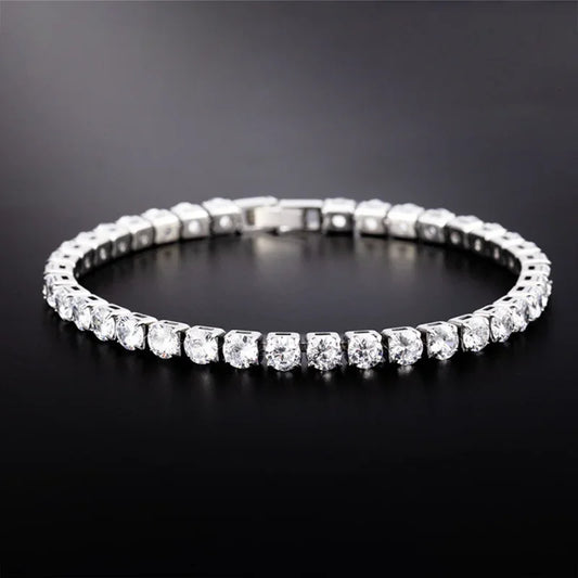 Iced Out 4mm Cubic Zirconia Crystal Tennis Bracelet
