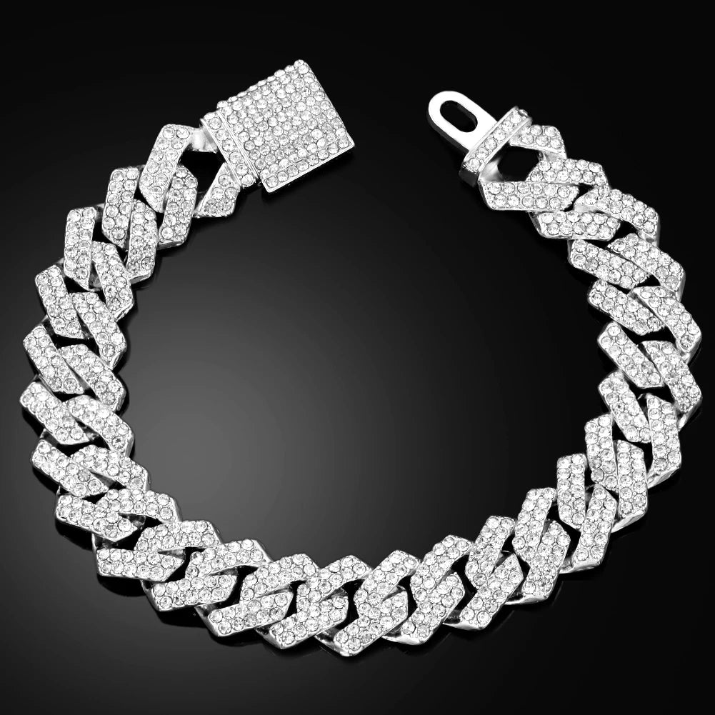 Cuban Bracelet Full Diamond-Rhombus Design