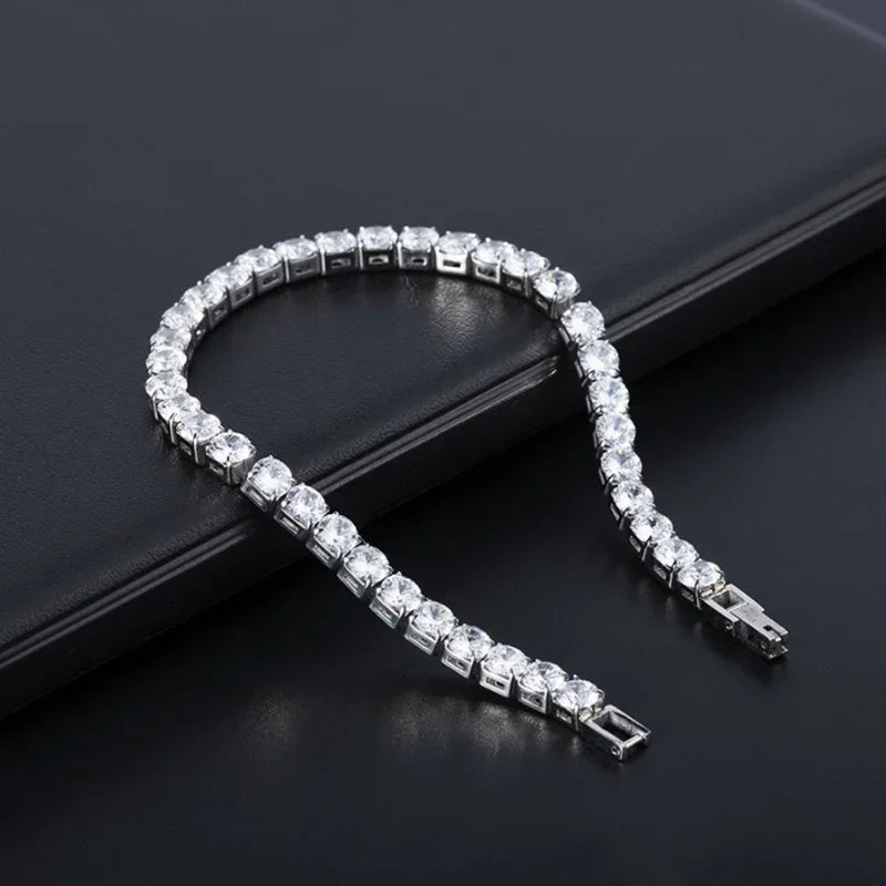 Iced Out 4mm Cubic Zirconia Crystal Tennis Bracelet